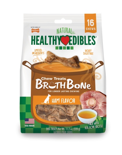 Nylabone Healthy Edibles Broth Bone Natural Dog Treats 16 count, Regular  Up To 25 Ibs.