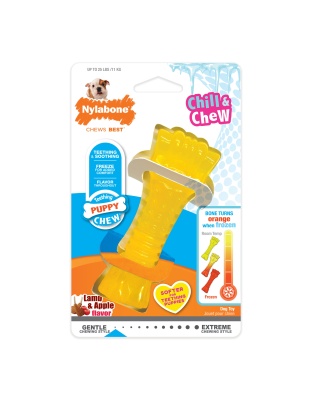 Nylabone Puppy Chew Freezer Dog Bone Chill and Chew Bone Lamb & Apple 1ea/SMall/Regular - Up To 25 Ibs.