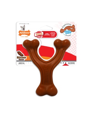 Nylabone Ergonomic Hold & Chew Wishbone Power Chew Durable Dog Toy Bison 1ea/SMall/Regular - Up To 25 Ibs.
