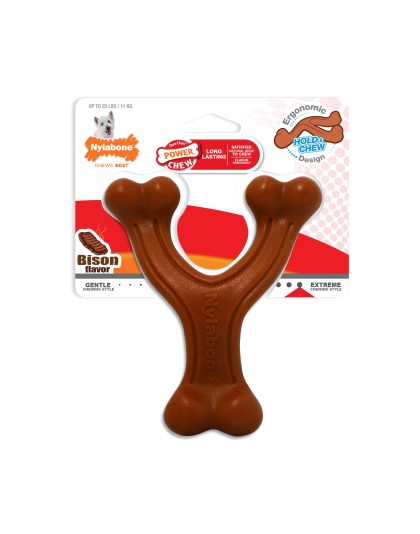 Nylabone Ergonomic Hold & Chew Wishbone Power Chew Durable Dog Toy Bison 1ea/SMall/Regular - Up To 25 Ibs.