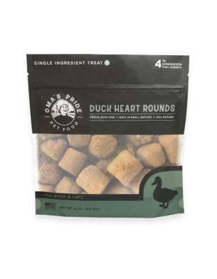Oma'S Pride Dog Cat Freeze-Dried Duck Heart Rounds 4Oz