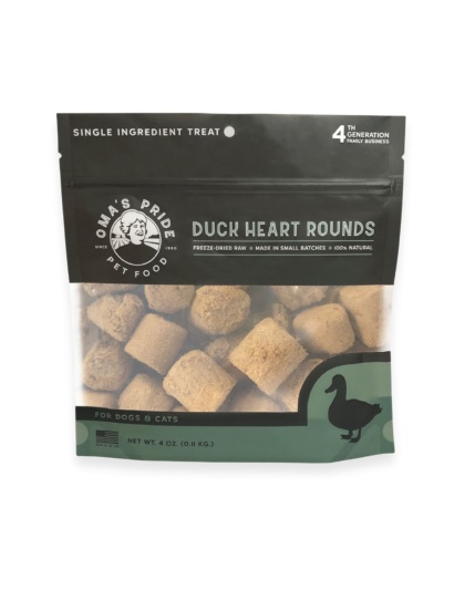 Oma'S Pride Dog Cat Freeze-Dried Duck Heart Rounds 4Oz