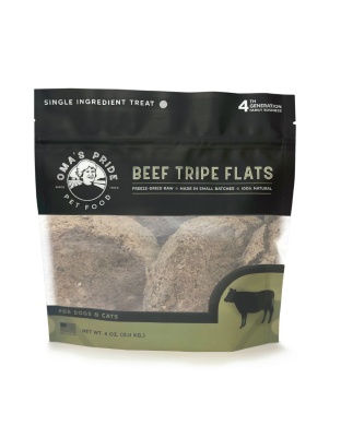 Omas Pride Dog Cat Freeze Dried Beef Tripe Flats 4oz.