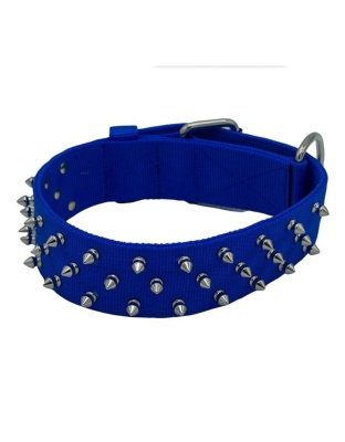 Omni Pet Bravo Nylon Spiked Dog Collar Blue 23in.