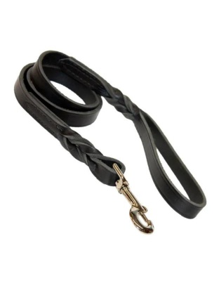 Omni Pet Omnipet Latigo Twist Leather Lead Black 3/4 in. x 4 ft.