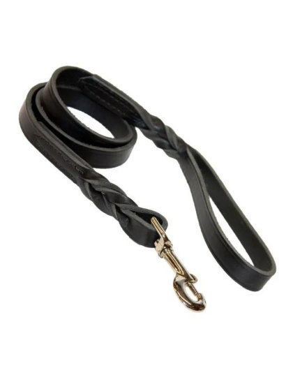Omni Pet Omnipet Latigo Twist Leather Lead Black 3/4 in. x 4 ft.