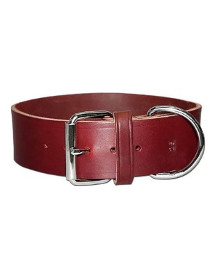 Omni Pet Latigo Leather 1 Ply Dog Collar Burgundy 2 x 21in.