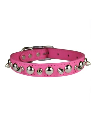 Omni Pet Leather Spike/Stud Dog Collar Pink 3/4 x 16in.