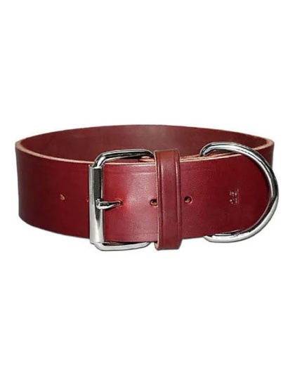 Omni Pet Latigo Leather 1 Ply Dog Collar Burgundy 2 x 25in.