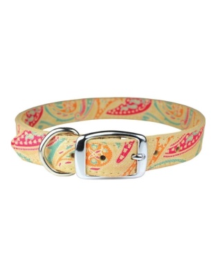 Omni Pet Leather Paisley Dog Collar Sand 1/2 x 10in.