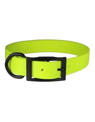 Omni Pet Zeta Biothane Dog Collar with Blk Hardware Neon Yellow 1 x 20in.