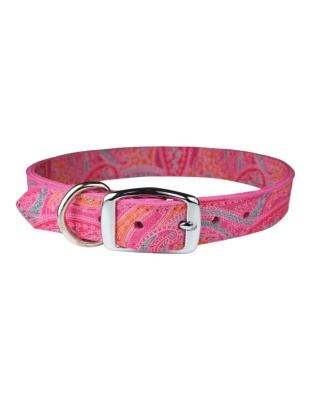 Omni Pet Leather Paisley Dog Collar Pink 1 x 26in.
