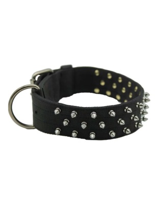 Omni Pet Bravo Nylon Spiked Dog Collar Black 21in.