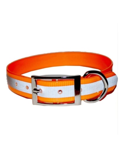 Omni Pet Sunglo Reflective Dog Collar Orange 1 x 25in.