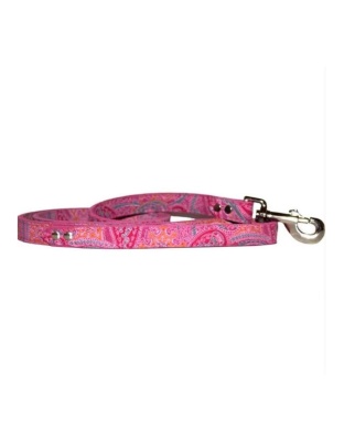 Omni Pet Leather Paisley Dog Leash Pink 3/4in. x 4ft.