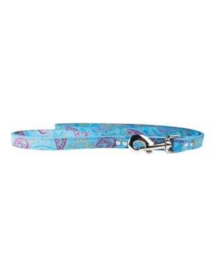 Omni Pet Leather Paisley Dog Leash Turquoise 1/2in. x 4ft.