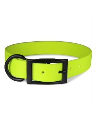 Omni Pet Zeta Biothane Dog Collar with Blk Hardware Neon Yellow  1 x 26in.