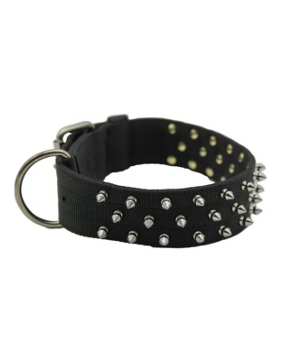 Omni Pet Bravo Nylon Spiked Dog Collar Black 27in.