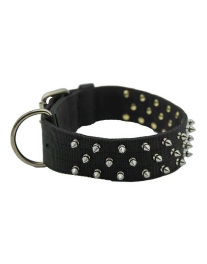 Omni Pet Bravo Nylon Spiked Dog Collar Black 27in.
