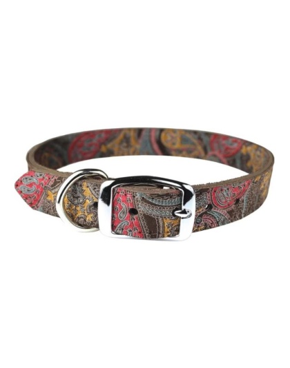 Omni Pet Leather Paisley Dog Collar Chocolate 1 x 24in.