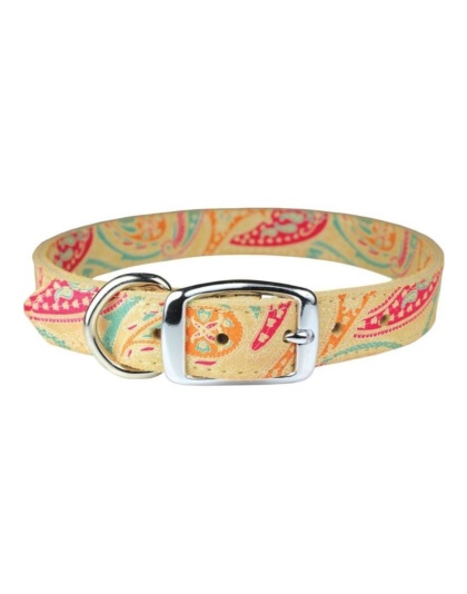 Omni Pet Leather Paisley Dog Collar Sand 3/4 x 20in.
