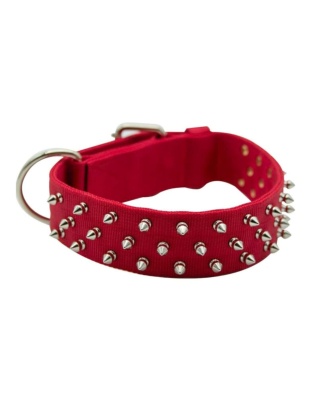 Omni Pet Bravo Nylon Spiked Dog Collar Red 21in.