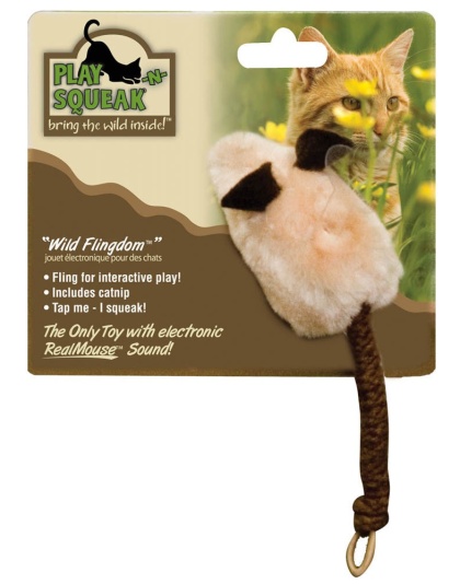 OurPets Play-N-Squeak Wild Flingdom Catnip Toy Cream, Brown 1ea