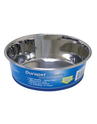 OurPets Rubber-Bonded Premium Stainless Steel Dog Bowl Silver 1ea