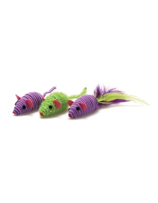 OurPets Three Twined Mice Catnip Toy Green, Purple 1ea/3 pk, Mass