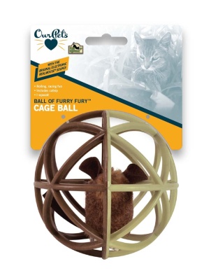 OurPets Trapped Mouse Ball of Furry Fury Catnip Toy Coffee/Beige 1ea