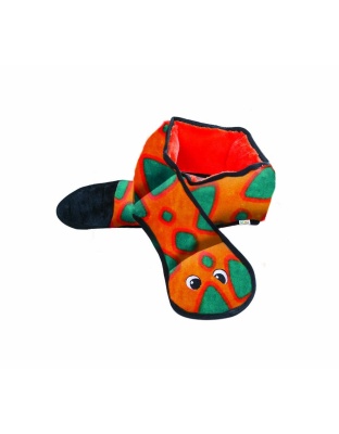 Outward Hound Invincibles Dog Toy Snake 6 Squeakers Orange/Blue 1ea/XL