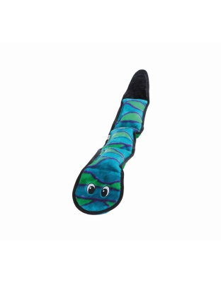 Outward Hound Invincibles Dog Toy Snake 3 Squeakers Blue/Green Large