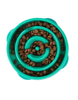 Outward Hound Fun Feeder Slo-Dog Bowl Turquoise 1ea/Mini