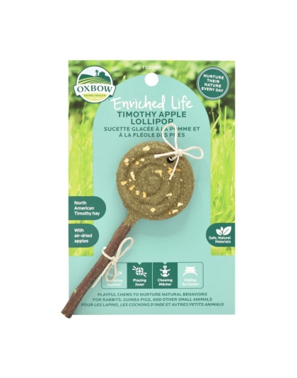 Oxbow Animal Health Enriched Life Timothy Lollipop Apple Small Animal Chew 1ea/One Size