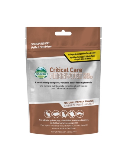 Oxbow Animal Health Critical Care Herbivore Fine Grind Feeding Formula 100g, Papaya, 1ea/3.53oz.