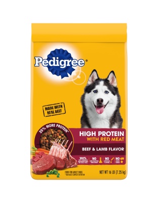 Pedigree High Protein Adult Dry Dog Food w/Red Meat Beef & Lamb 1ea/16 lb