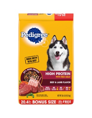 Pedigree High Protein Adult Dry Dog Food w/Red Meat Beef & Lamb 1ea/20.4 lb