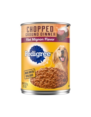 Pedigree Chopped Ground Dinner Adult Wet Dog Food Filet Mignon 13.2oz. (Case of 12)