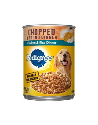 Pedigree Chopped Ground Dinner Adult Wet Dog Food Chicken & Rice 13.2oz. (Case of 12)