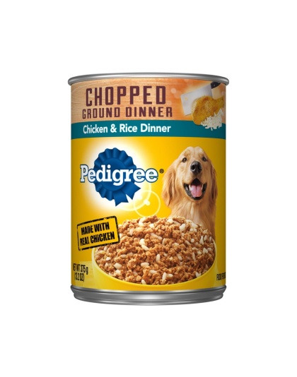 Pedigree Chopped Ground Dinner Adult Wet Dog Food Chicken & Rice 13.2oz. (Case of 12)