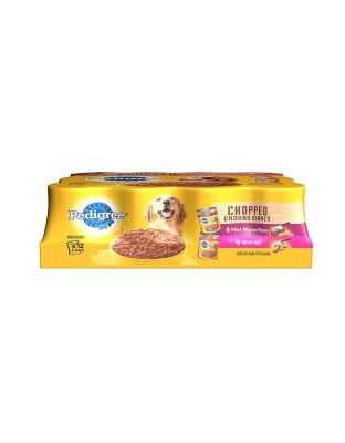 Pedigree Chopped Ground Dinner Adult Wet Dog Food Variety Pack (Filet Mignon, Beef) 13.2oz. (Case of 12)
