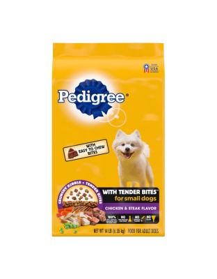 Pedigree Complete Nutrition Tender Bites Small Breed Adult Dry Dog Food Chicken & Steak 1ea/14 lb