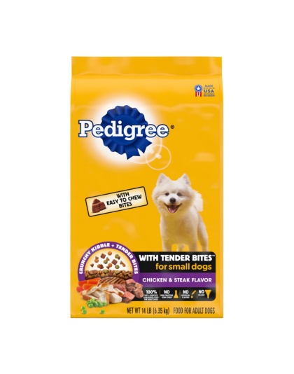 Pedigree Complete Nutrition Tender Bites Small Breed Adult Dry Dog Food Chicken & Steak 1ea/14 lb