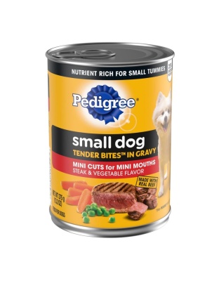 Pedigree Tender Bites in Gravy Adult Small Breed Wet Dog Food Steak & Vegetable 13.2oz. (Case of 12)
