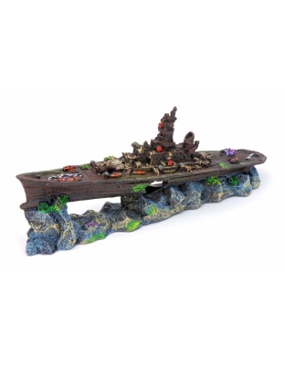 Penn-Plax Battleship Aquarium Ornament Multi-Color 1ea/4 in, SM