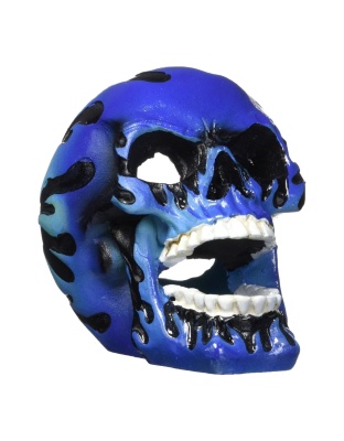 Penn-Plax Flaming Skull Aquarium Ornament Blue 1ea/3.5 in, MD