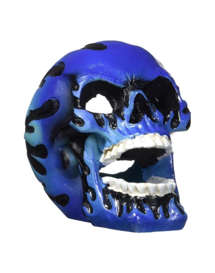 Penn-Plax Flaming Skull Aquarium Ornament Blue 1ea/3.5 in, MD