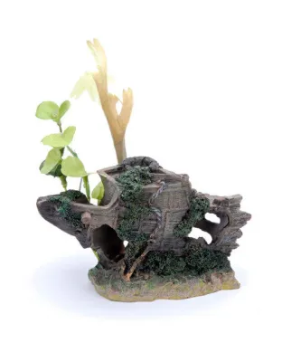 Penn-Plax Shipwreck Bow Aquarium Ornament Brown/Grey 1ea/3 in, SM