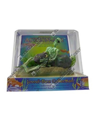Penn-Plax Skeleton w/Jug & Treasure Chest Air Aquarium Ornament Multi-Color 1ea