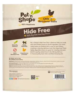 Pet 'N Shape Chik 'N Retriever Roll Hide-Free Dog Treat 1ea/7 oz, 4 ct